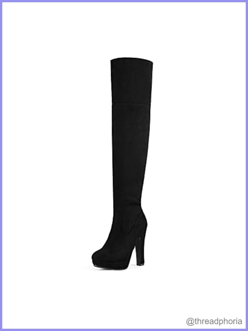 Chunky Thigh High Over The Knee High Heel Boots Faux Suede